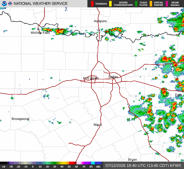 KFWS NEXRAD radar loop from the National Weather Service